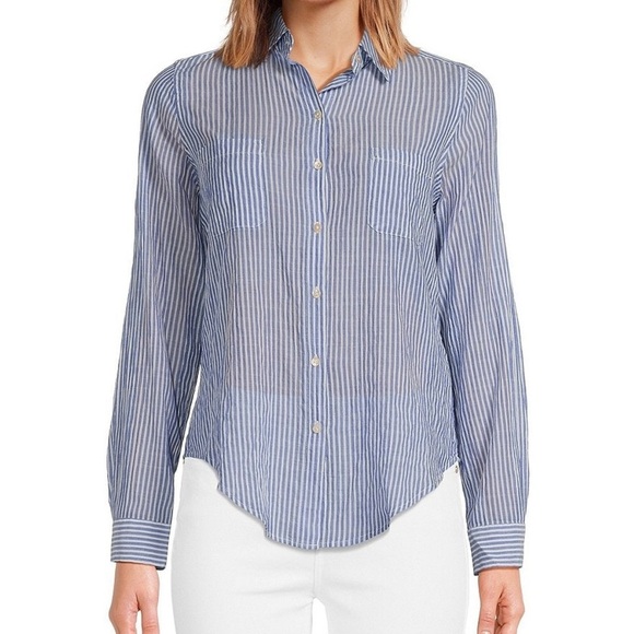 Lilly Pulitzer
Sea View Pinstripe Long Sleeve Button Down Blouse (T2) - Picture 1 of 6